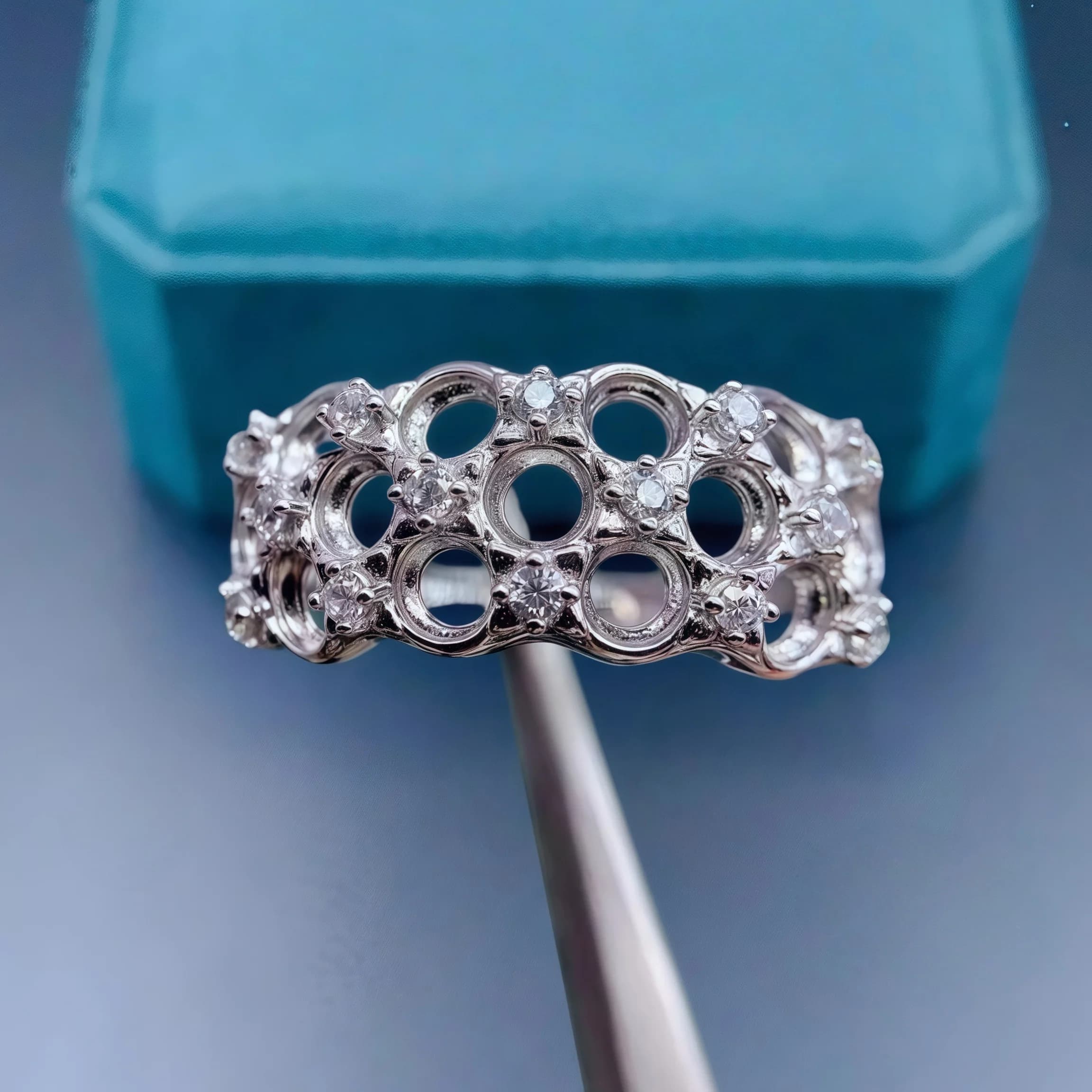 Impostazione porta anello vuoto fai da te in pietra rotonda da 3 mm, gioielli con ciondoli dal design di lusso in argento sterling S925 per donna