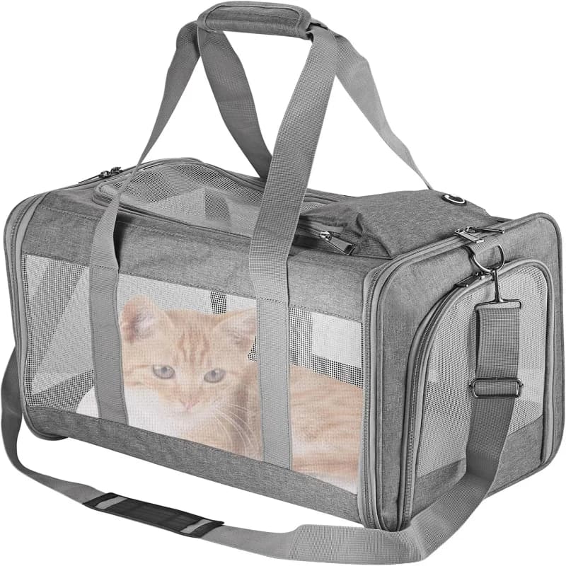 Trasportino per Animali Domestici Approvato dalle Compagnie Aeree, Borsa da Viaggio Morbida per Cani e Gatti con Pannello a Nido d'Ape Traspirante, Pannello di Supporto Rimovibile per Animali