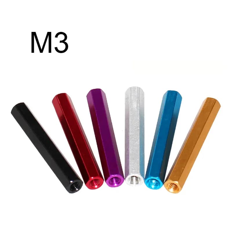 Anodized Aluminum Alloy M3 Long Hex Double End Female Thread Standoffs Spacers for RC Drone 3D Printer Computer Case DIY