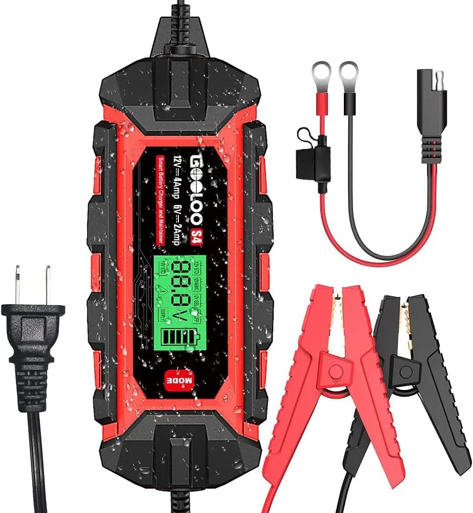 Caricabatterie Intelligente per Auto da 4 Ampere, Mantenitore di Carica 6V/12V per Batterie al Piombo-Acido di Auto, Moto, Camper e Barche