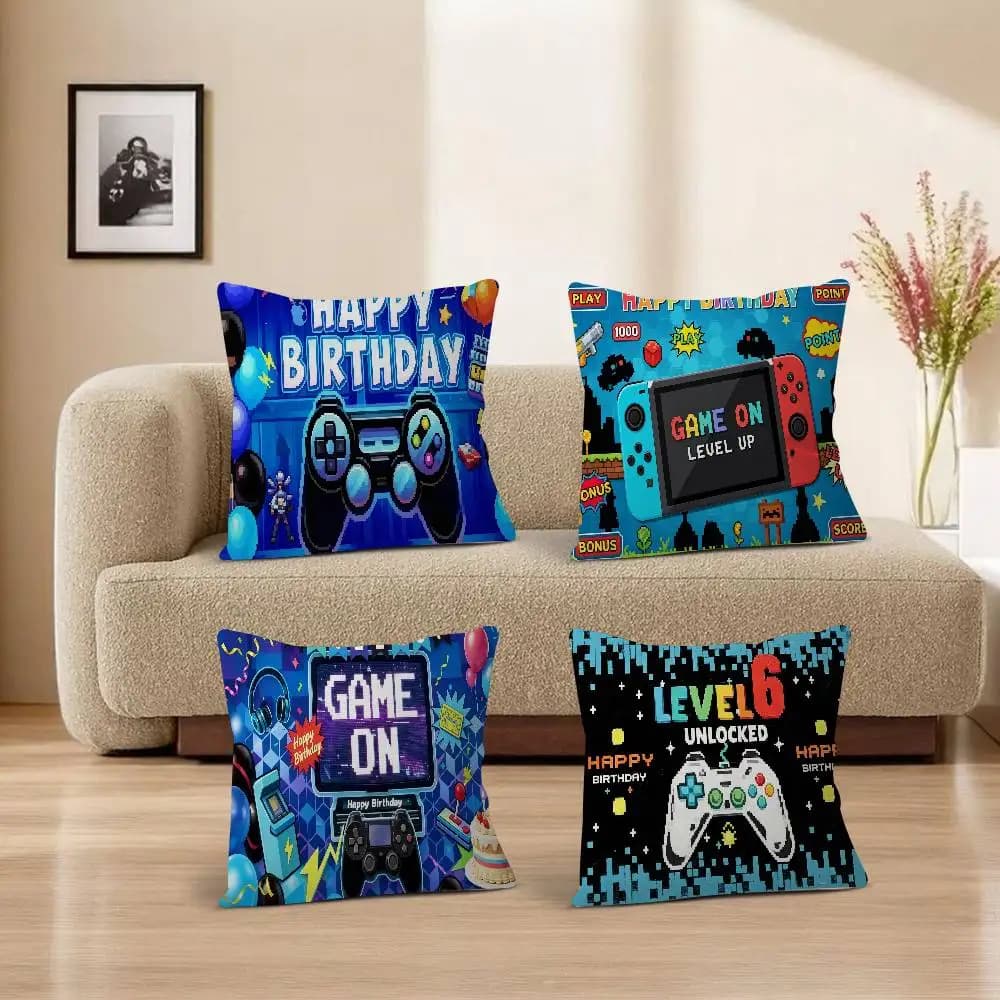 Gamepad Game On Level Up Gaming Theme Cushion Cover Decorative Pillow Sofa Home Decor case pillow cases