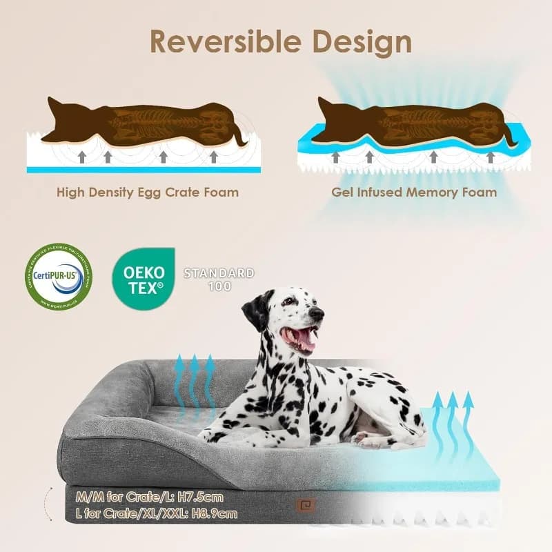 Letto per cani XL in memory foam, fodera impermeabile X-Large, divano ortopedico per animali domestici per cani anziani