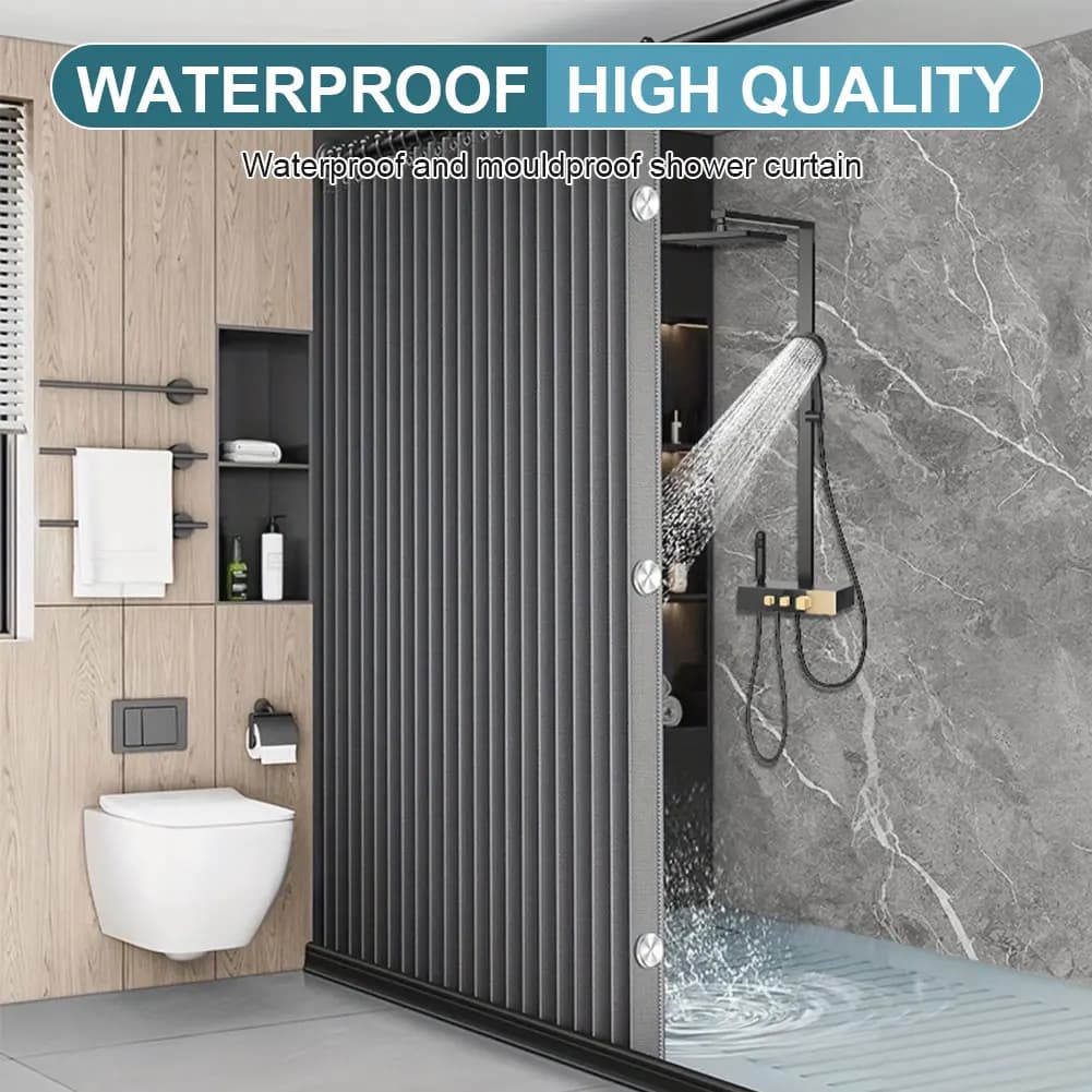 Waterproof Magnetic Bath Tent with 14 Hooks, Modern Divider for Privacy in Bathroom