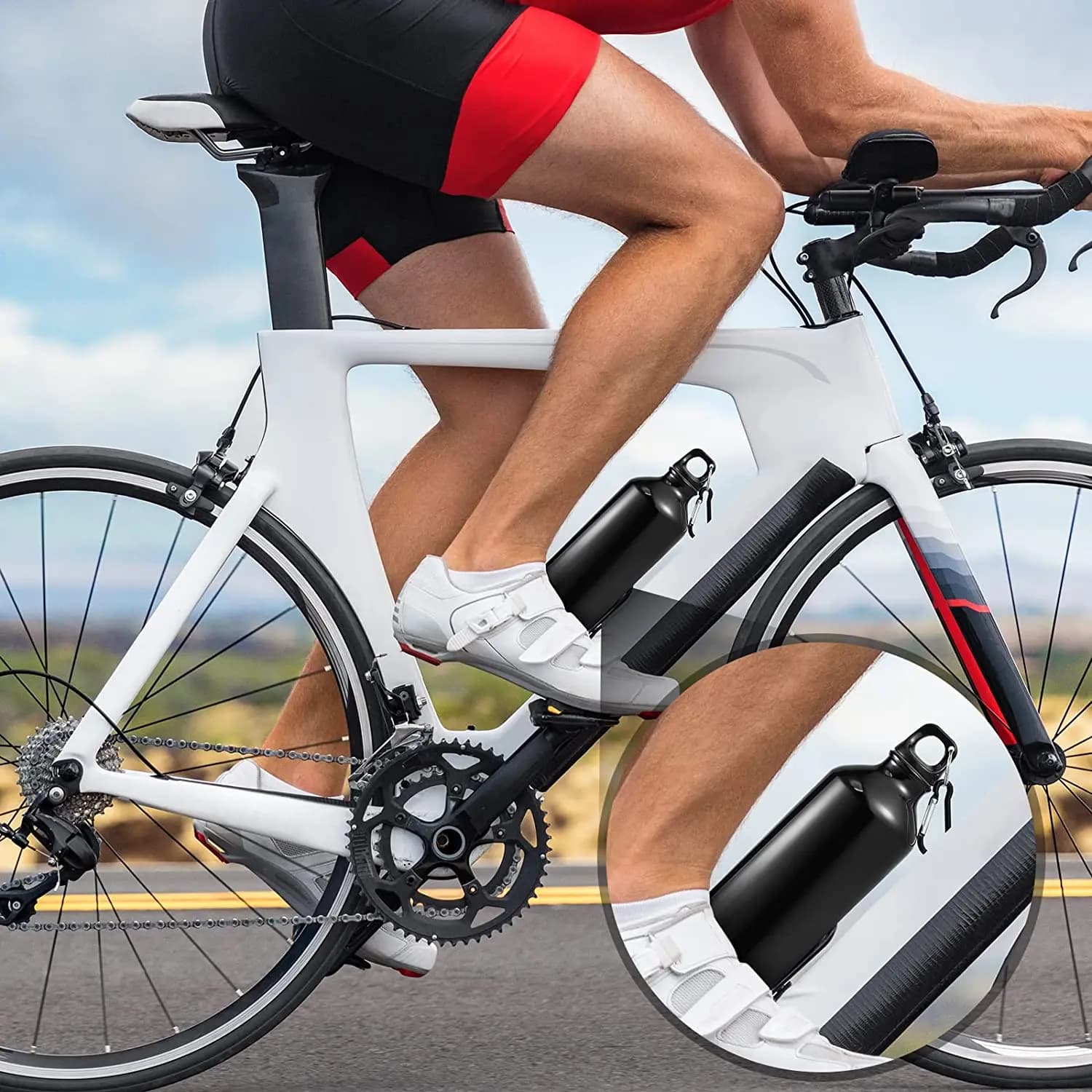 Borraccia in alluminio borracce per cyclette da esterno bollitore sportivo con coperchio facile da trasportare