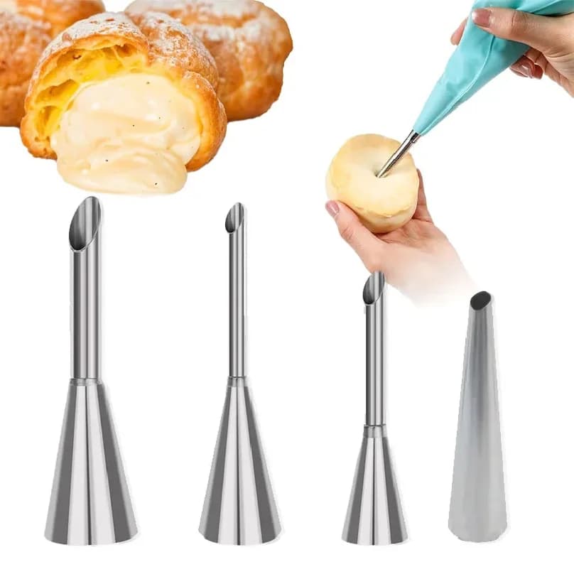 Set di ugelli per tubazioni per pasticceria da 4 pezzi, punte decorative in acciaio inossidabile per torte, cupcake, biscotti, crema, glassa, strumenti da forno per panettiere