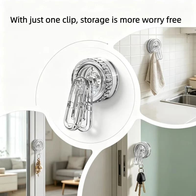 Rotating Bracket With Suction Cup Clamp, No Perforations Used For Hanging Gloves Towels Laundry Items And High Loadbearing Hooks