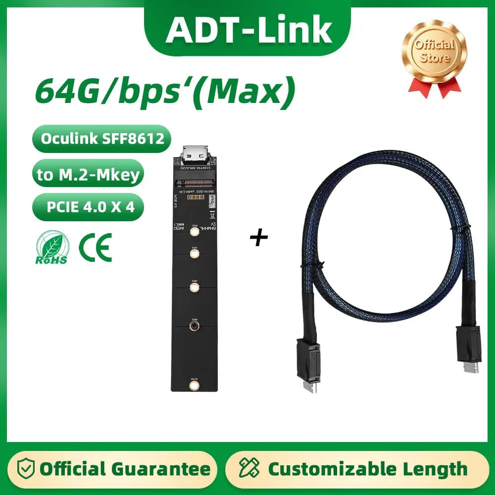 Scheda Adattatore Esterna ADT-Link PCIE 4.0 X4 GEN4 Oculink da SFF8612 a M.2-Mkey per SSD e Hard Drive Nvidia