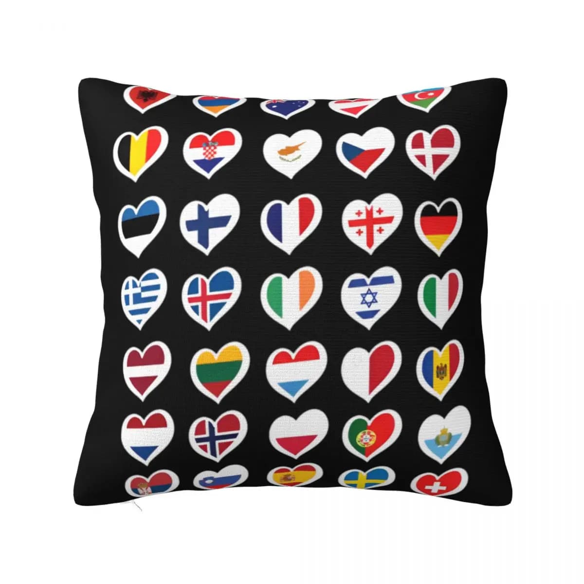 Eurovision Song Contest Bandiere Cuori ESC EBU Eurofans Federa per cuscino Musica Fodere per cuscini Decor Federa per auto 45x45 cm