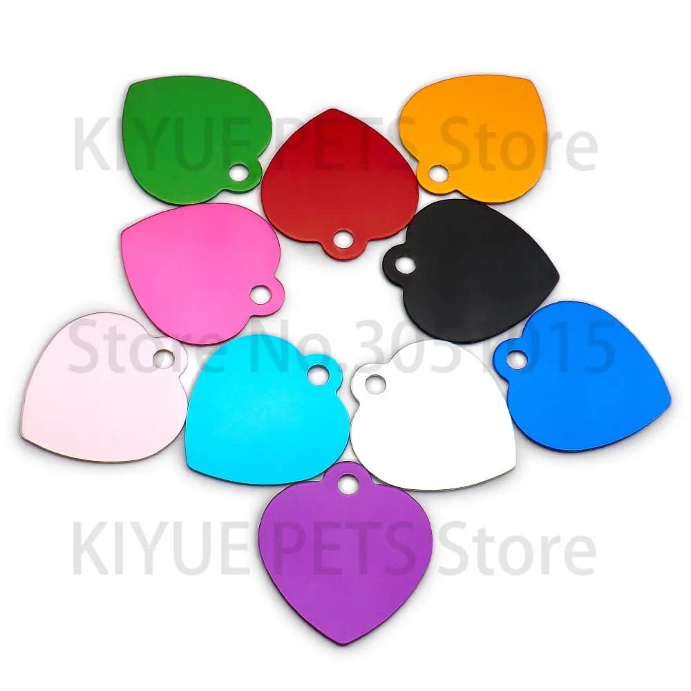 Ingrosso 20 Pezzi Targhette Personalizzate per Collari di Cani a Forma di Cuore in Alluminio per Incisione Fai-da-Te