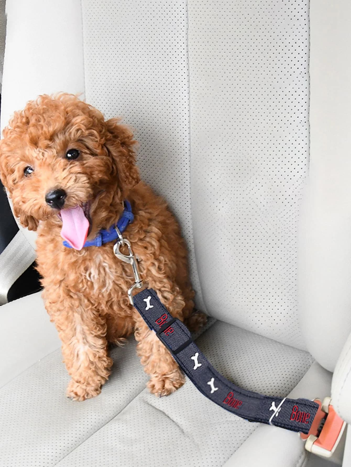 1 fibbia in metallo per cintura di sicurezza per auto per cani in denim regolabile, adatta a tutte le dimensioni di pettorine di sicurezza retrattili per animali domestici