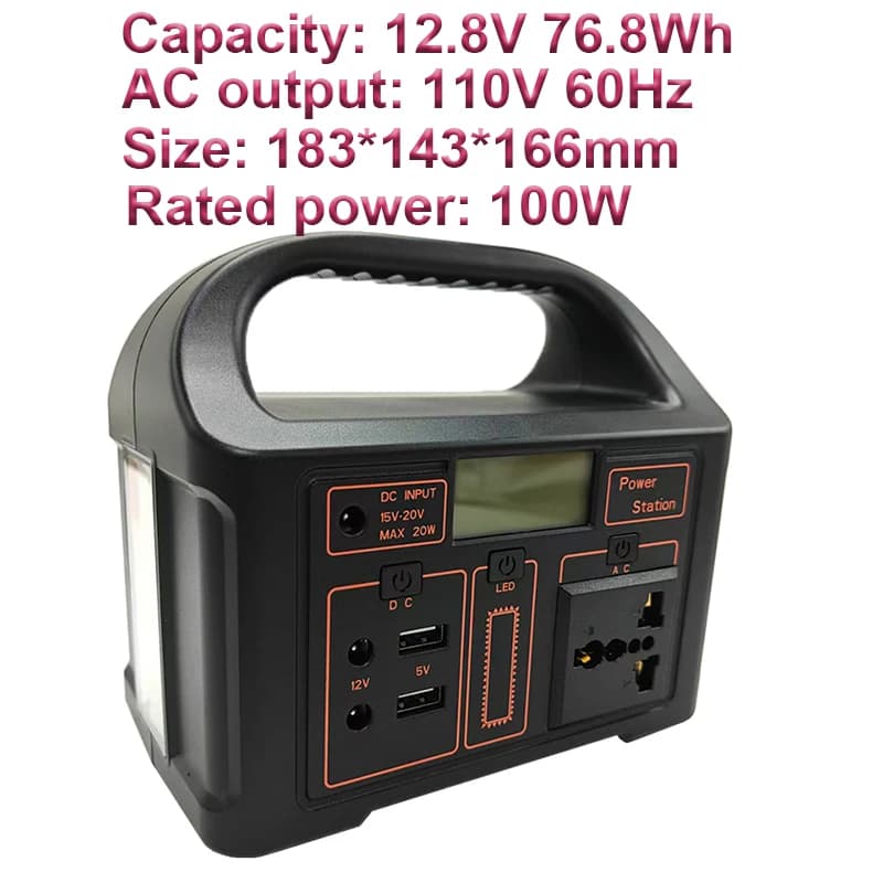 Stazione di Ricarica Portatile 100W 76.8Wh Batteria Esterna di Emergenza per Campeggio Power Bank