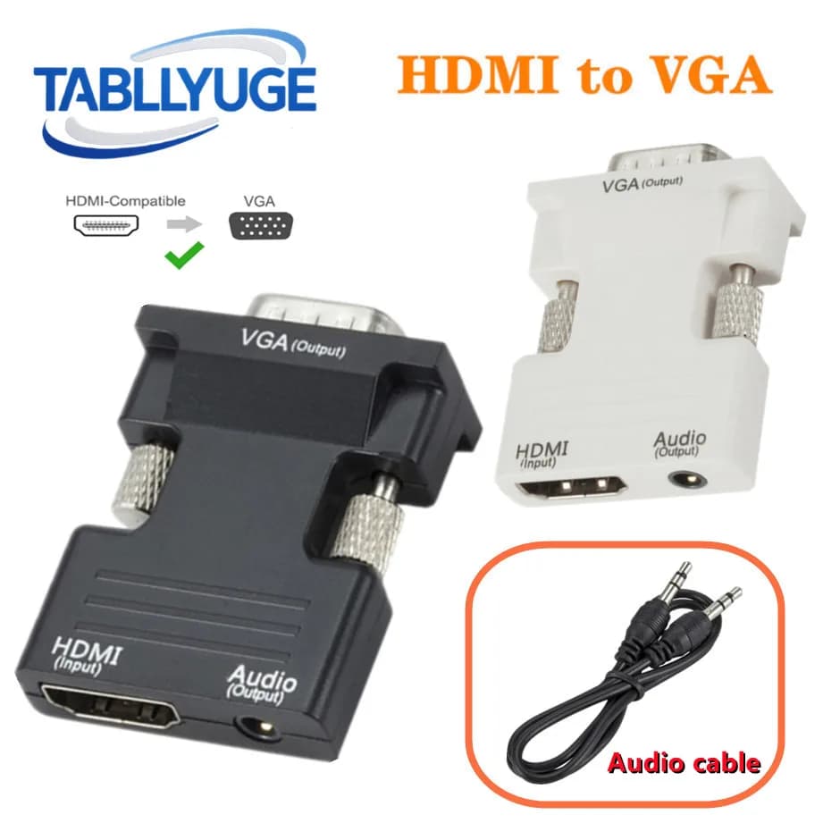 HDMI to VGA converter with 3.5 mm audio cable HDMI 1080P compatible male VGA adapter for laptop TV PC