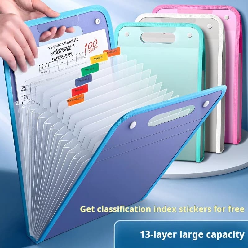 Organizzatore di file per fisarmonica in PP a colori Macaron a 13 tasche Cartella di documenti portatile A4 per documenti di prova e fatture per ufficio e casa