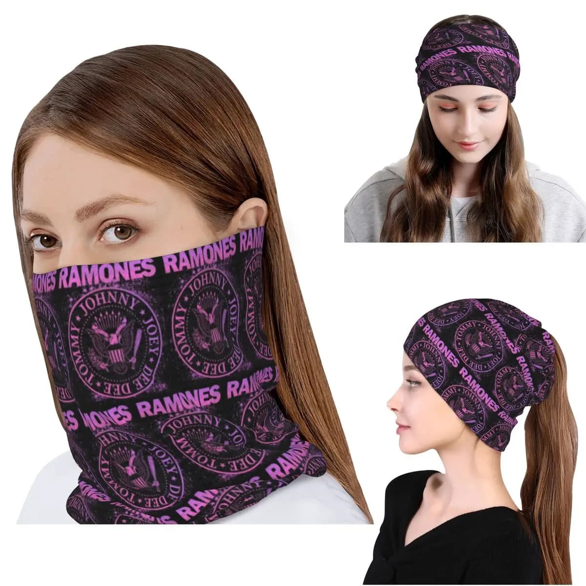 The Ramone Merch Bandana Neck Gaiter Magic Scarf Maschera multifunzione per il viso Cappello con berretto Unisex per adulti Lavabile