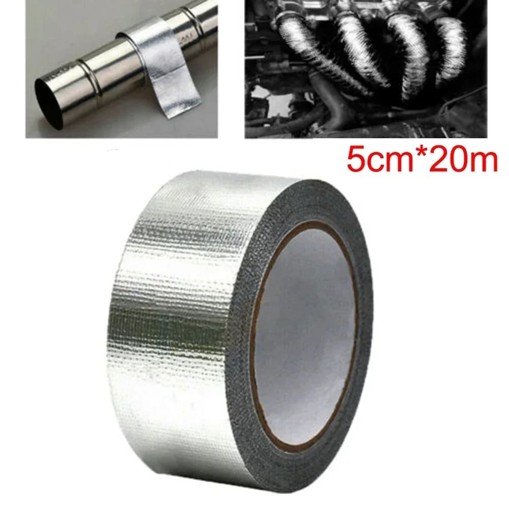 Nastro isolante termico per tubo di scarico moto Avvolgente Collettore Downpipe Fasciatura ad alta temperatura Nastro argento universale 20M * 5cm