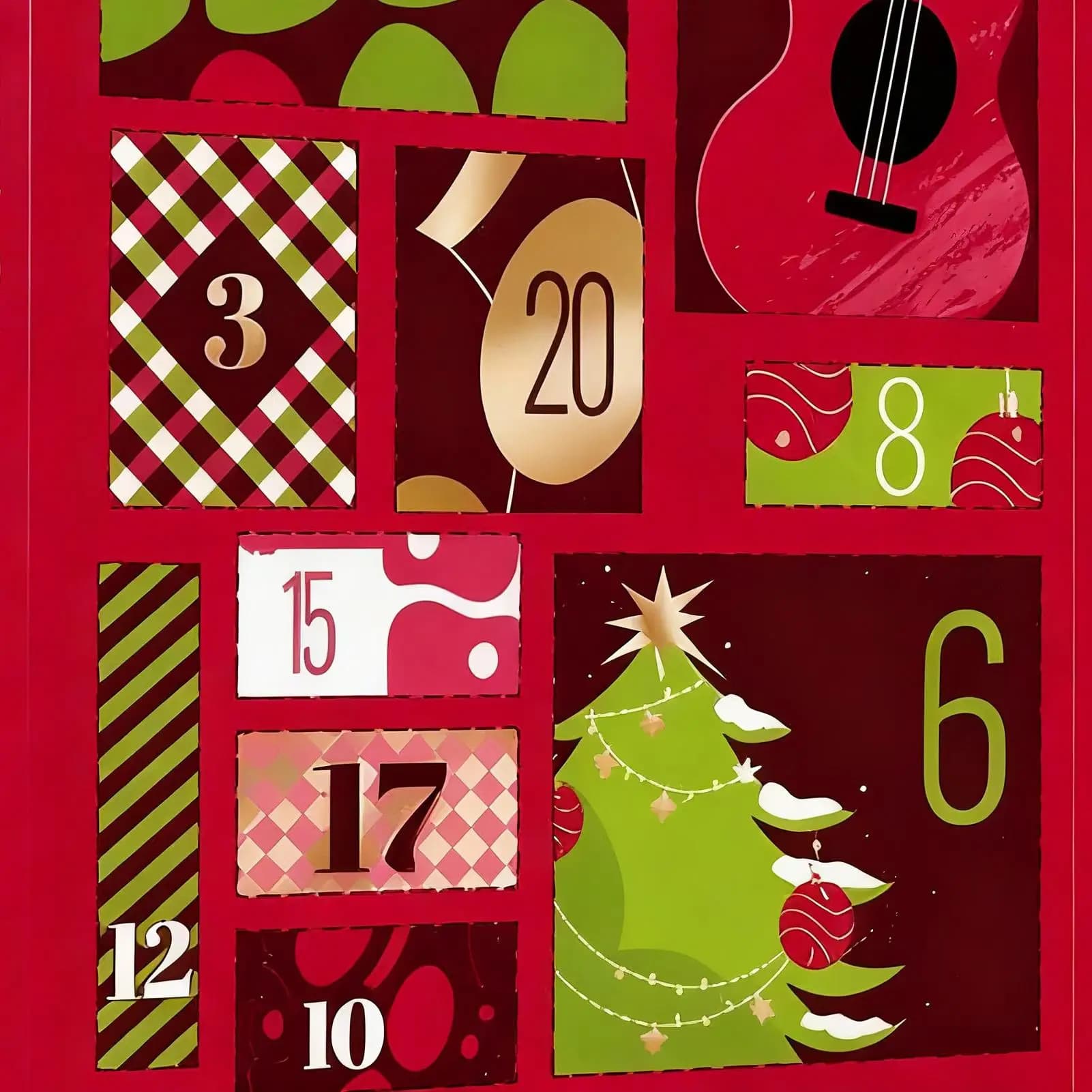 Calendario natalizio Conto alla rovescia 24 giorni Accessori musicali Accordatore per chitarra per adulti Adolescenti Amante della musica Basso Ukulele Pratica di riproduzione