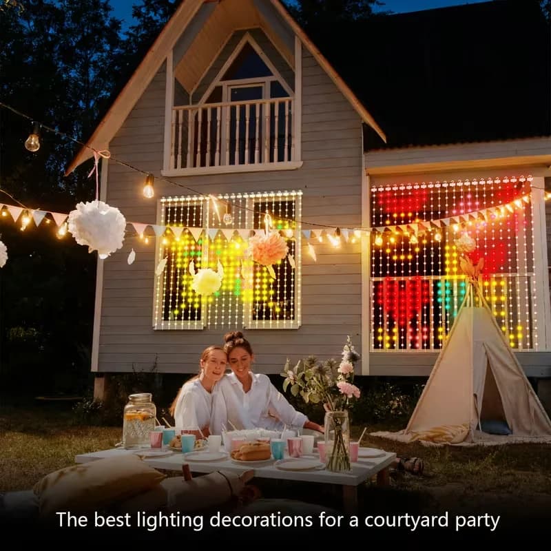 Luci per tende intelligenti RGB LED, luci fatate con controllo tramite app Bluetooth per decorazioni finestre camera da letto, San Valentino, compleanno, festeggiamenti