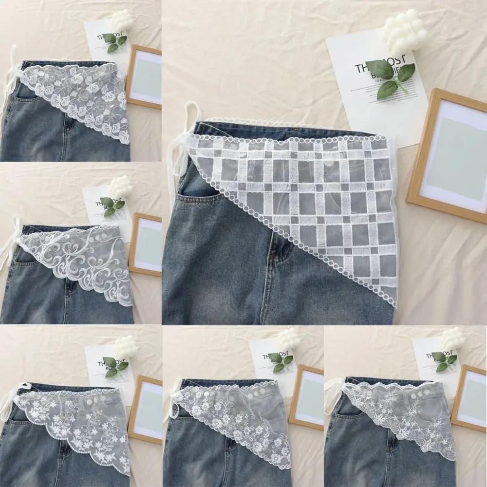 New Lace Trim Triangle Short Skirt Soft Lace Flower Butt Curtain Skirt Korean Style Lightweight Lace Headband For Women