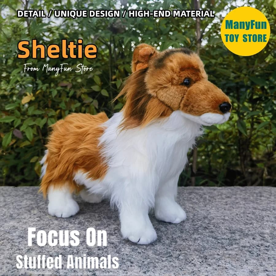 Peluche Realistico di Cane Sheltie, Giocattolo Morbido di Shetland Sheepdog, Peluche di Border Collie per Collezionisti
