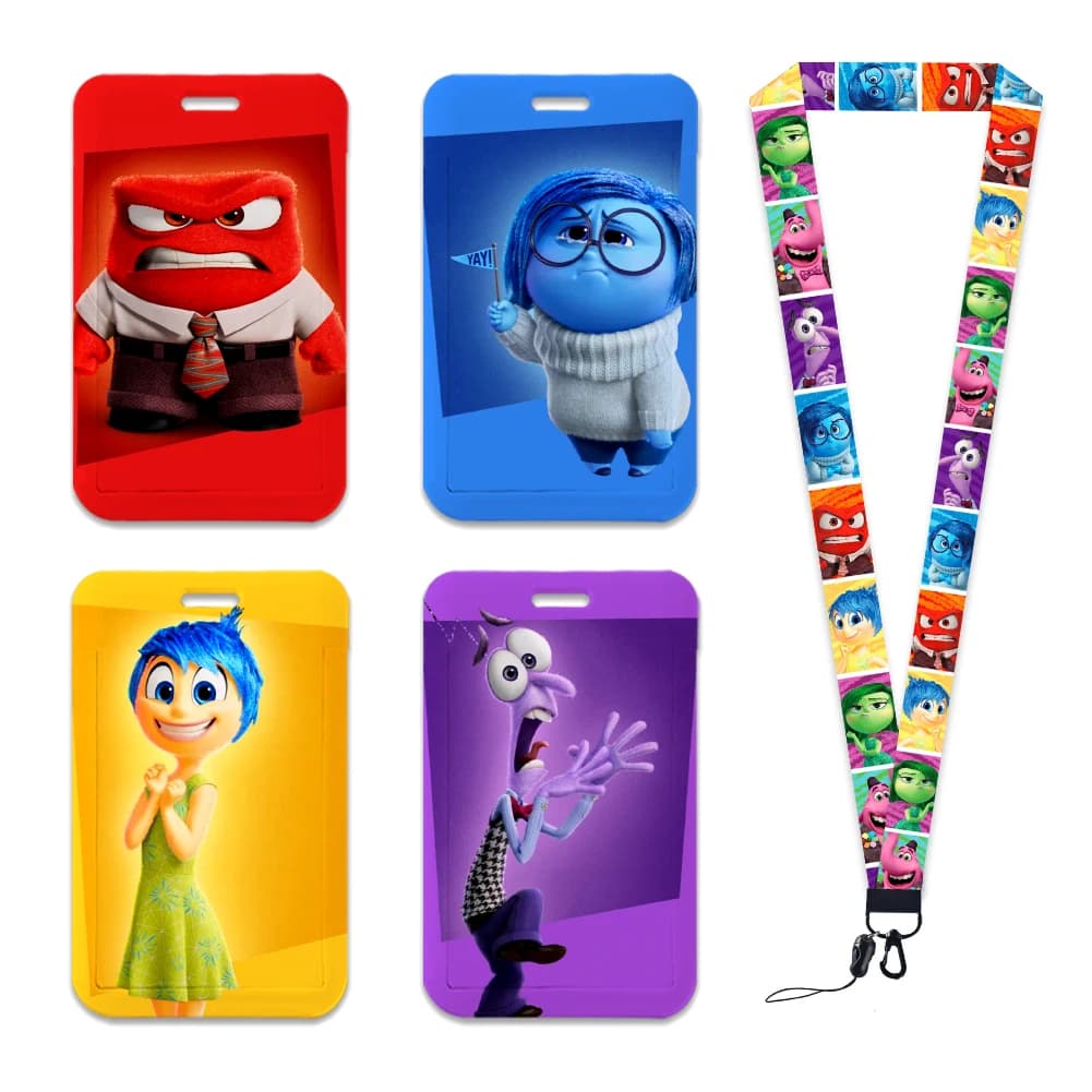 Disney Inside Out 2 Custodia per carte Cordino Porta badge identificativo Bus University Pass Custodia Cover Slip Porta carte di credito bancarie Regali