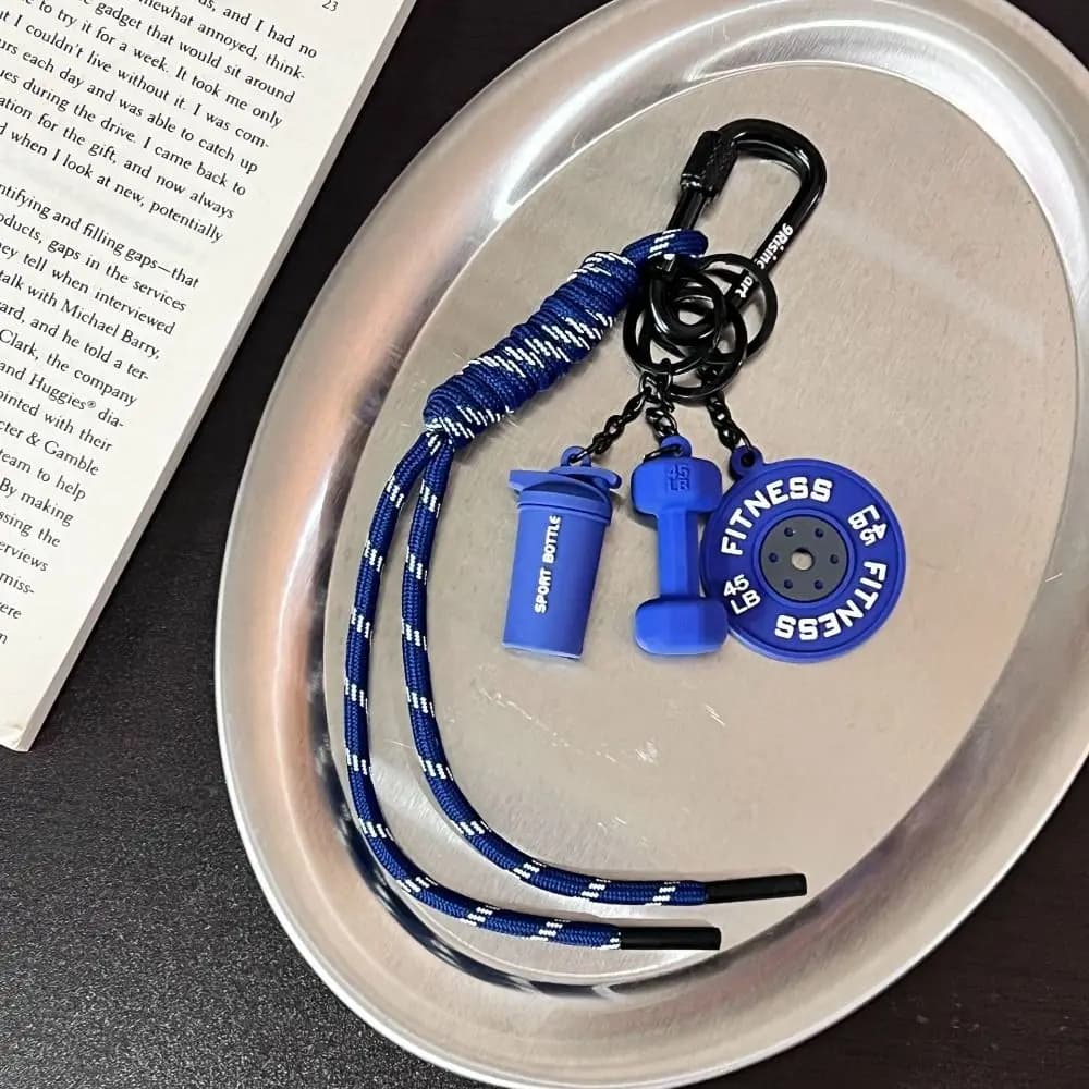 Mini Barbell Plates Keychain Kettlebells Water Cups Simulation Dumbbells Keyring with D-shaped Buckle Creative