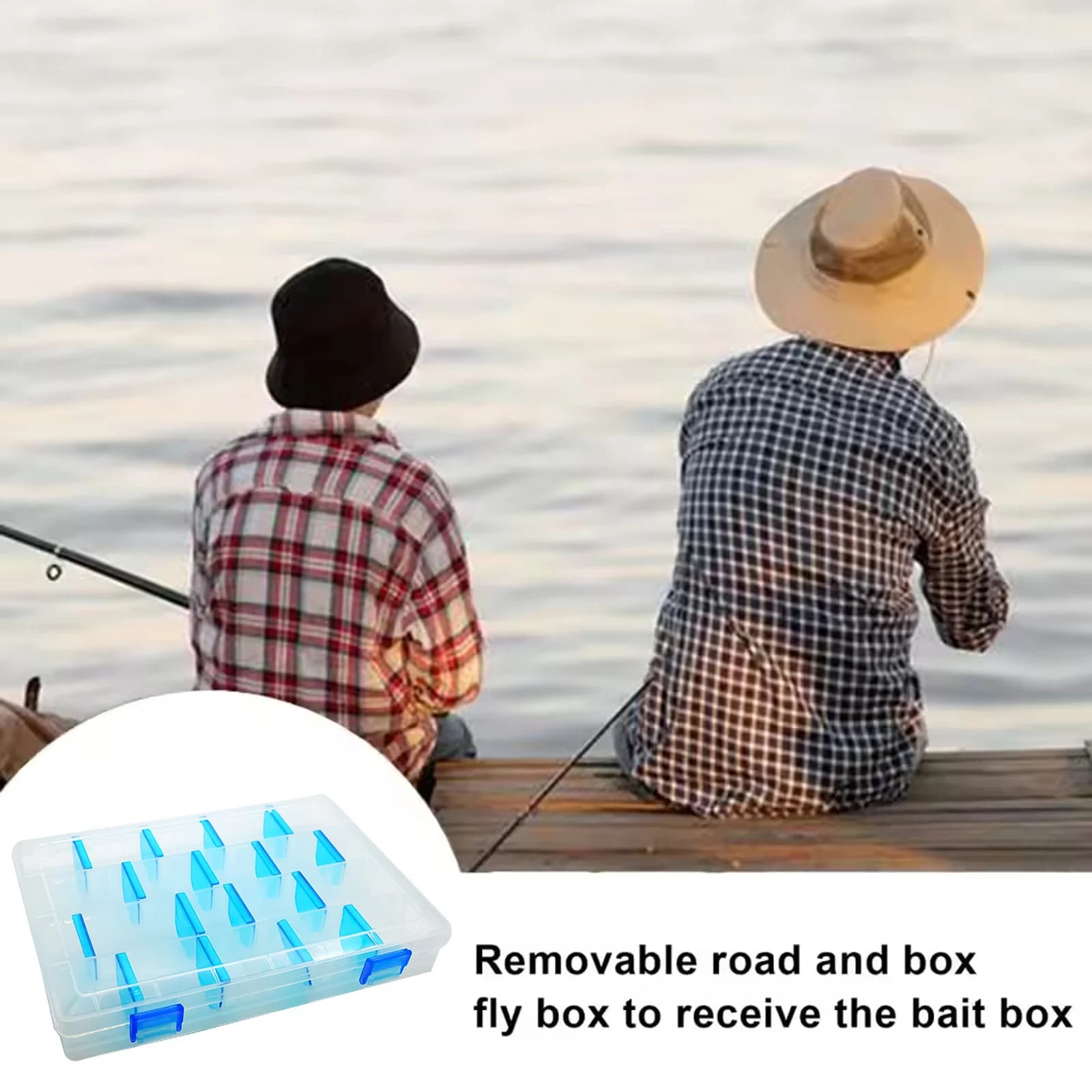 Scatola porta esche a doppio strato con doppio scomparto laterale per esche da pesca, organizer portatile per esche rigide con design a scomparti, in PP resistente