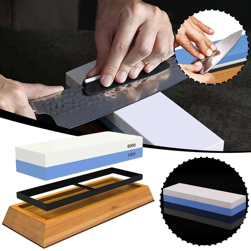Set Professionale di Pietre per Affilare Coltelli, Pietra Abrasiva a Doppia Faccia, Affilatore ad Acqua, Accessori e Utensili da Cucina