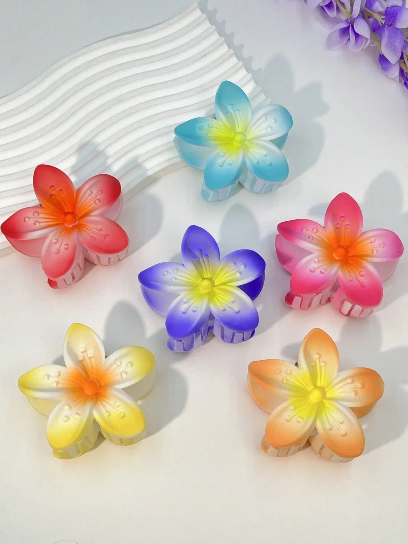Fermagli per capelli a forma di fiore di Plumeria hawaiana in plastica ABS, fermaglio per capelli alla moda per vacanze al mare e feste
