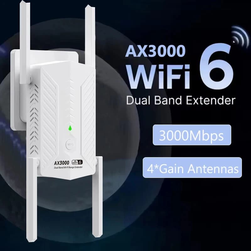 AX3000 WiFi6 Repeater Extender Booster Dual Band 2.4G/5GHz Wi-Fi 6 Signal Amplifier Long Range Network Router for Home Office