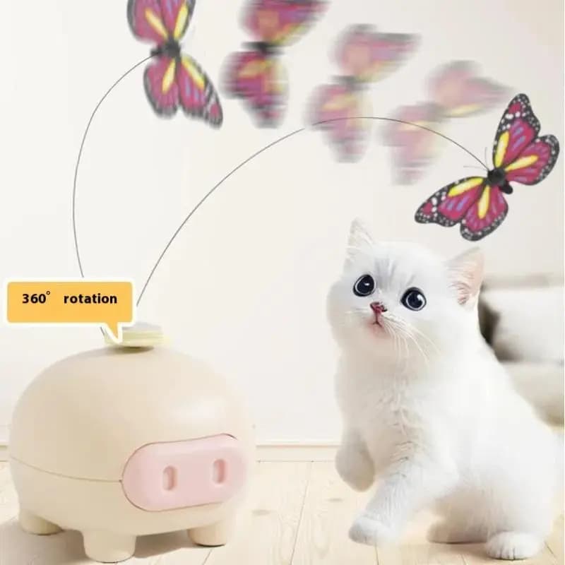Giocattoli Elettronici Interattivi per Gatti, Giocattoli Elettrici Intelligenti Automatici Rotanti, Simpatici Maialini Divertenti, Giocattoli Elettrici Rotanti a Forma di Farfalla
