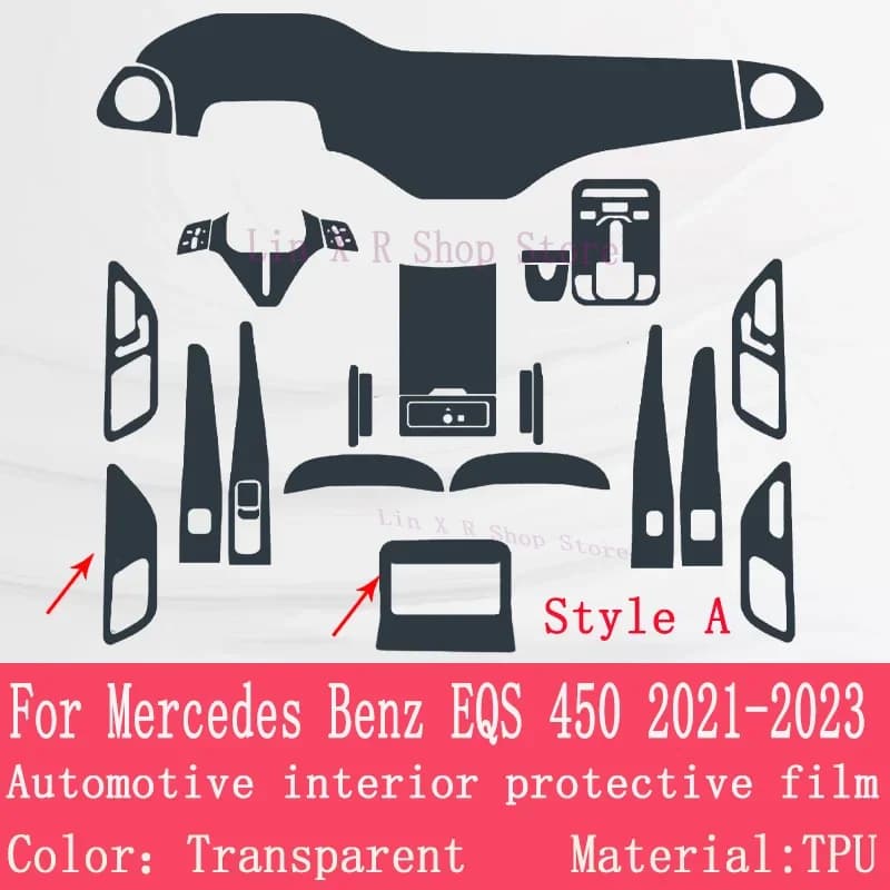 Pellicola Protettiva TPU Anti-Graffio per Mercedes Benz EQS AMG 450 2022, Pannello Cambio, Navigazione, Schermo Interno Auto