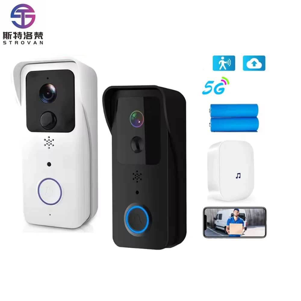 Campanello video WiFi 5G 2.4G 1080P Citofono wireless esterno intelligente Wireless impermeabile con campanello ad anello batteria