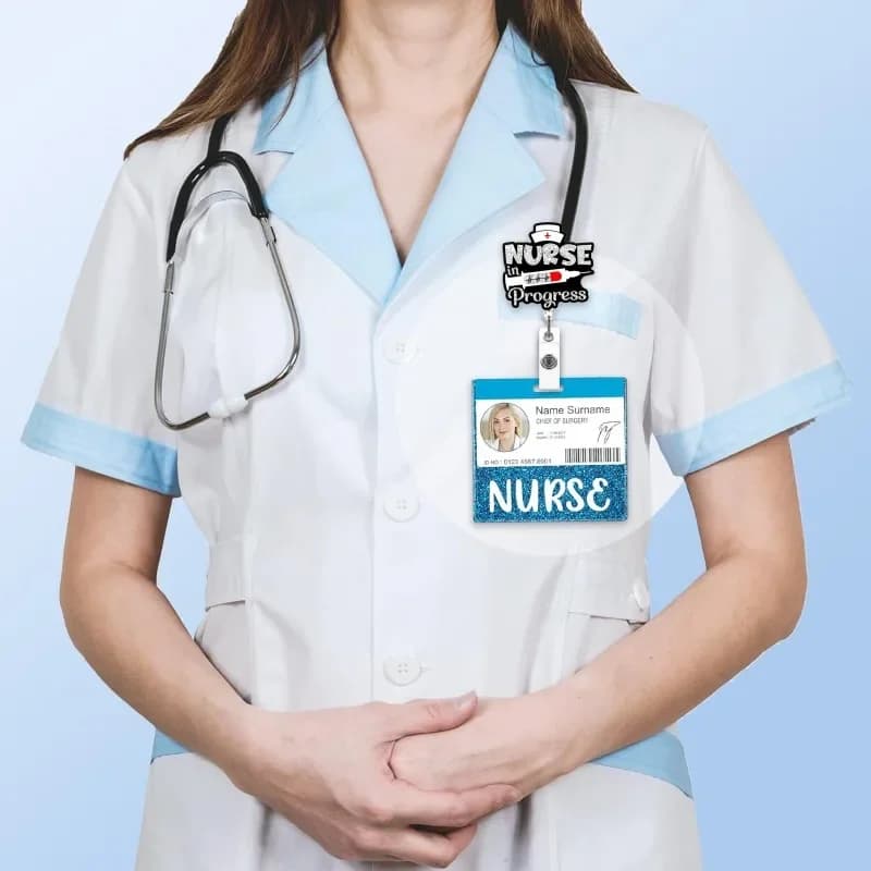 Badge identificativo in acrilico con glitter per infermieri e medici, targhetta identificativa per ospedale, badge da lavoro.