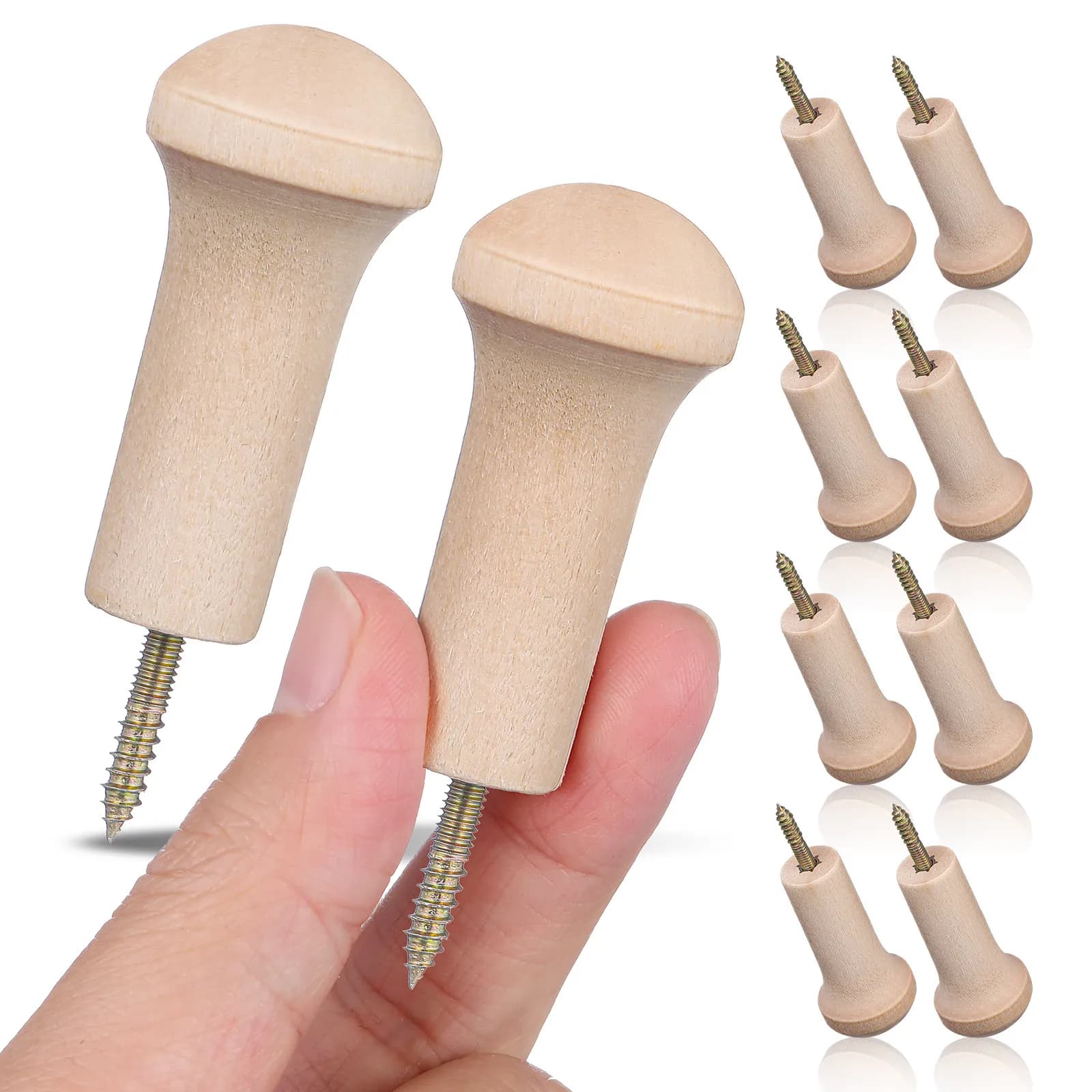10Pcs Wood Coat Hooks Rustic Shaker Pegs Heavy Duty Screw on Wall Hangers Entryway Clothes Hats Towel Racks Wooden Pegs