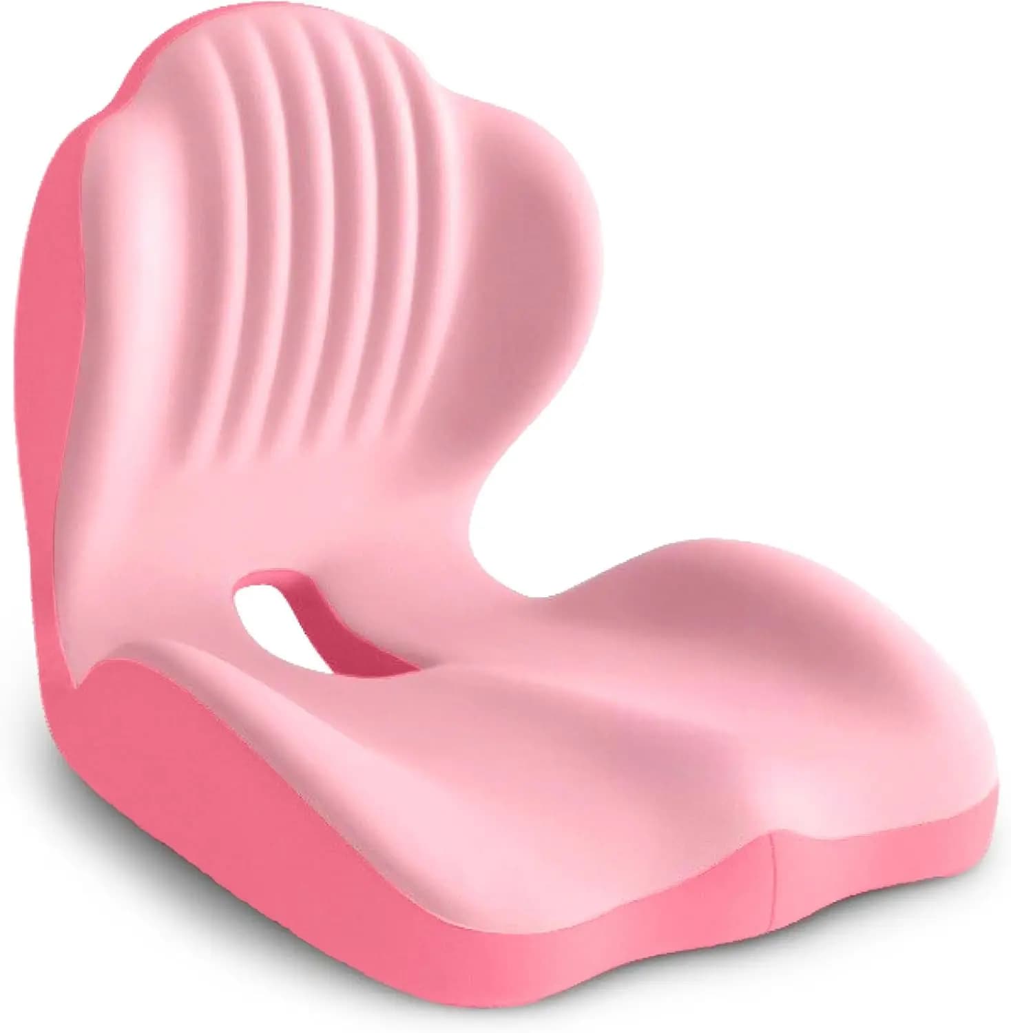 Cuscino Ergonomico con Memory Foam, Design a L per Supporto Coccige e Lombare, Sollievo dal Dolore per Lunghe Sedute, Rosa