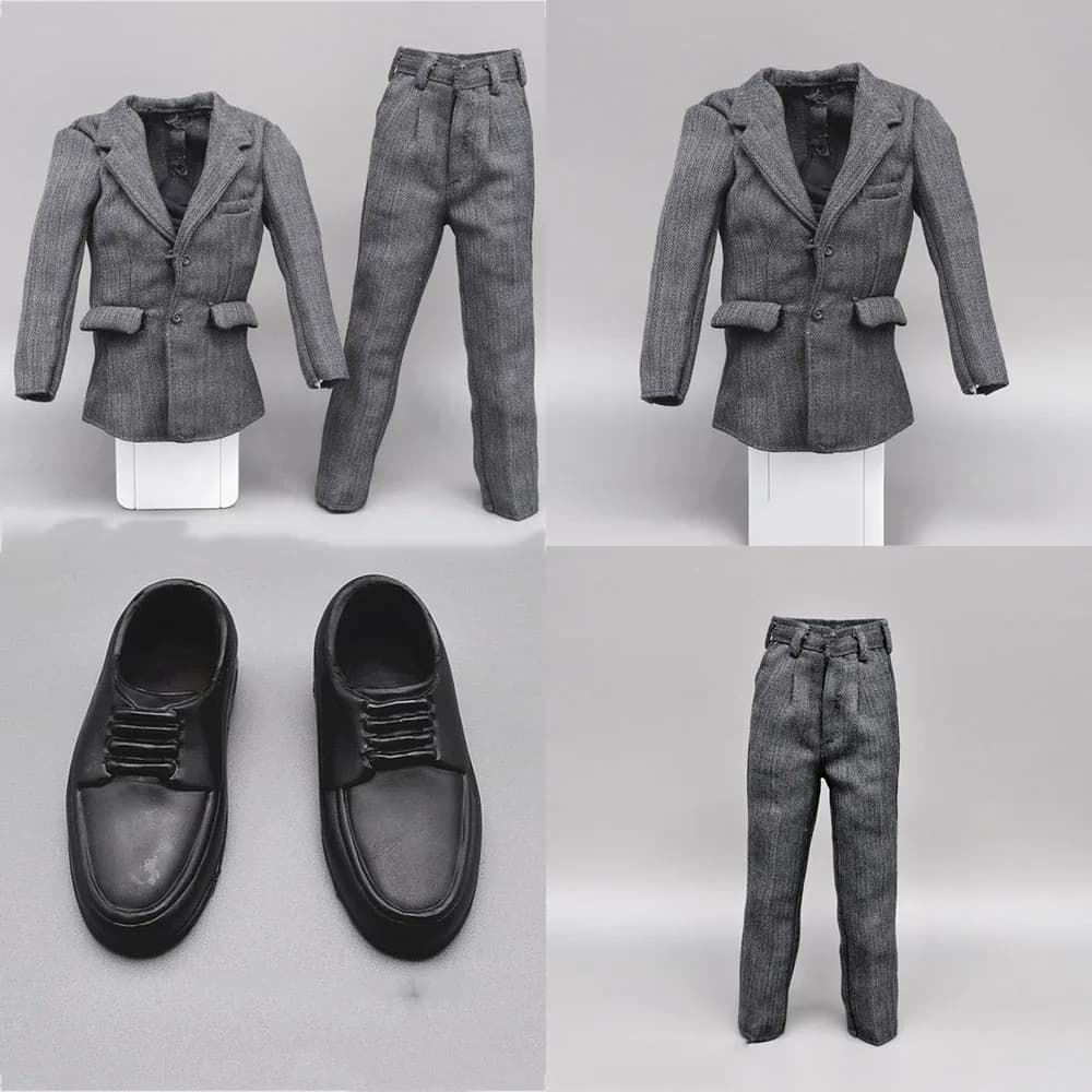 DML Set di Abbigliamento in Scala 1/6 per Soldato, Giacca Grigia, Pantaloni, Scarpe, Camicia Bianca per Action Figure da 12 Pollici