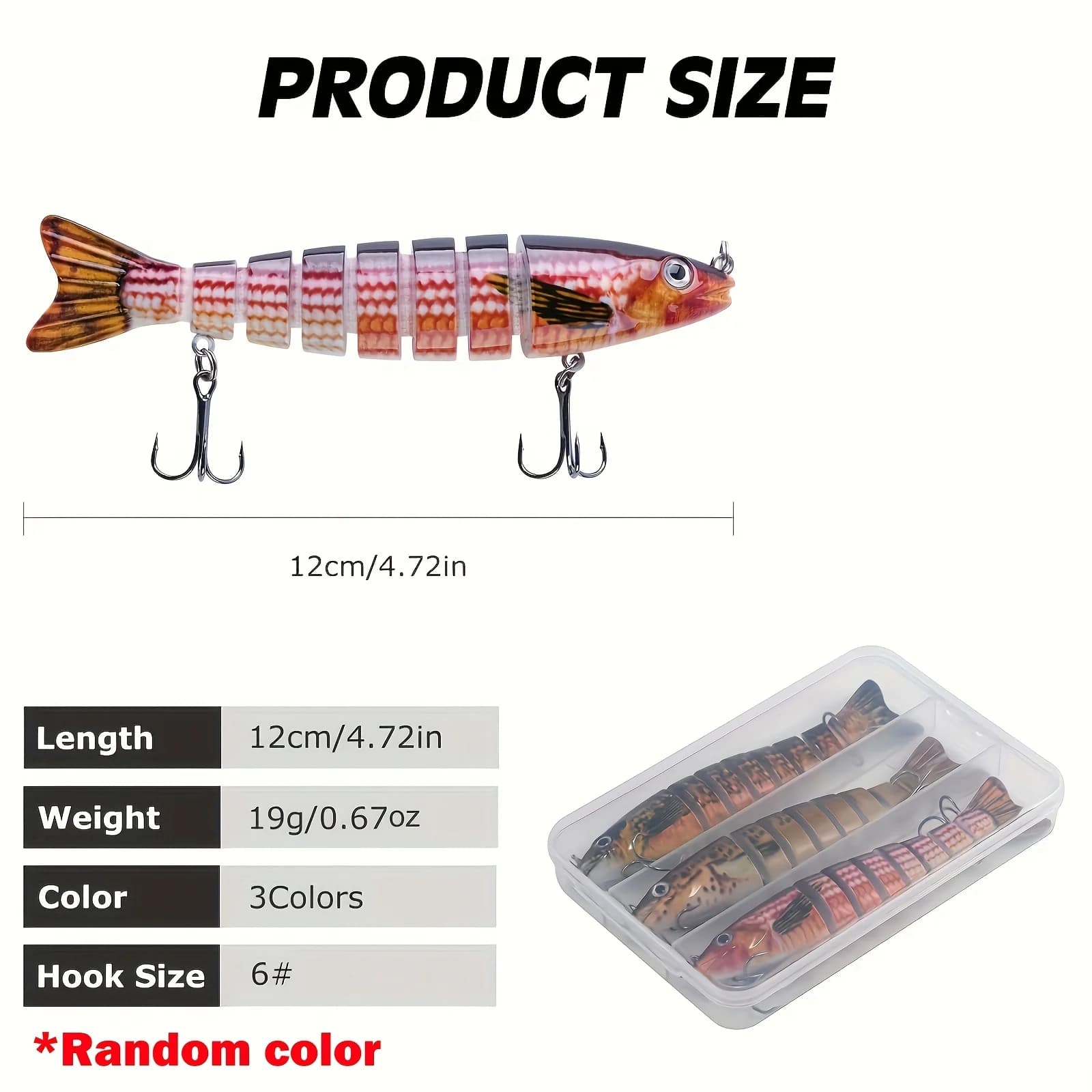 Goture Esca Artificiale Multi-Articolata a 8 Segmenti Realistica 12cm 19g Affondante con Amo Affilato per Pesca in Acqua Dolce e Salata
