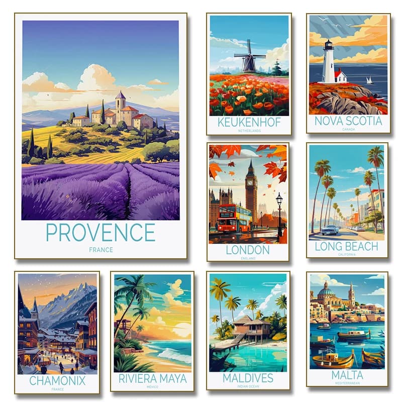 Mount Rainier Istanbul Nice Provence France Travel Mexico Poster Landscape Seaside Canvas Painting Wall Art Picture Home Deco
