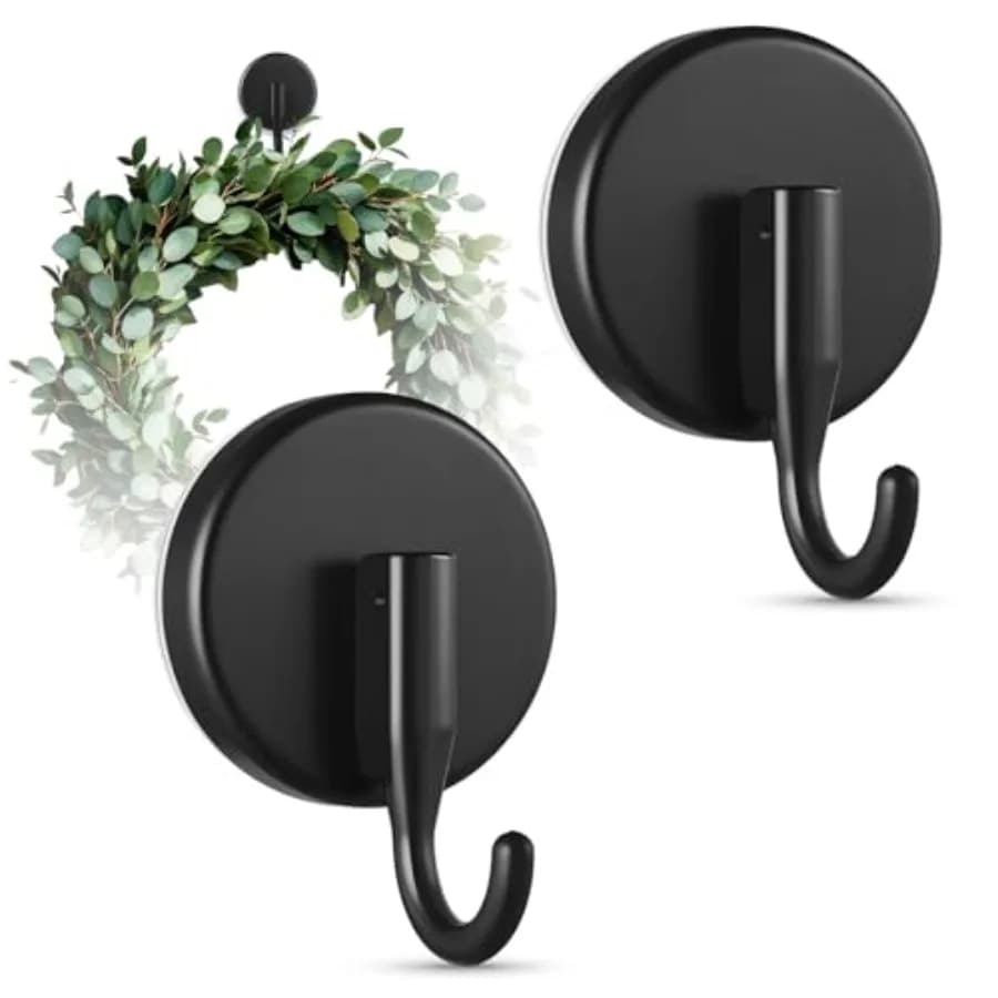 Suction Cup Wreath Hanger, Upgraded Reef Hook for Front Door/Glass Window/Over Door, Christmas/Thanksgiving/Halloween/July 4th/