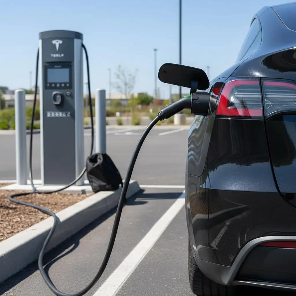 Adattatore per caricabatterie Tesla da J1772, 80 Amp 240V AC, Adattatore di ricarica EV SAE J1772 a connettore Tesla, con borsa portaoggetti e blocco anti-caduta