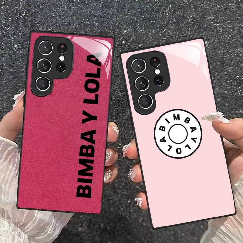 BIMBA Y LOLA logo Phone Case For Samsung S26 S25 S24 S23 S22 S21 S20 Plus Ultra Note20 Tempered Glass Case