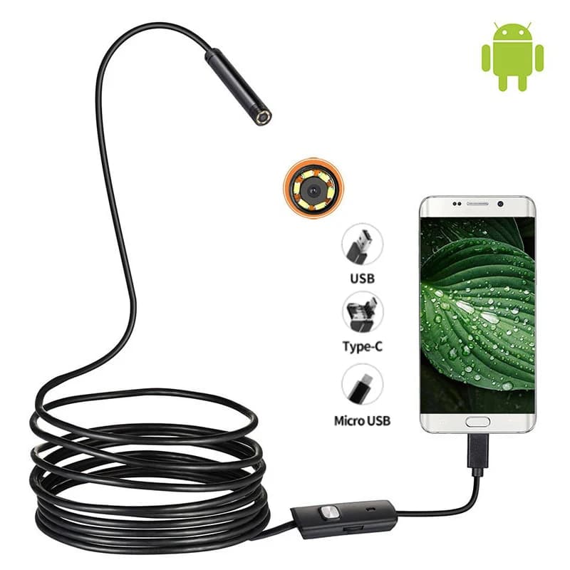 Mini telecamera endoscopio 3IN1 Android Micro USB Type-C 5.5/7mm Periscopio LED impermeabile Ispezione auto per PC portatile Sumsang Huawei