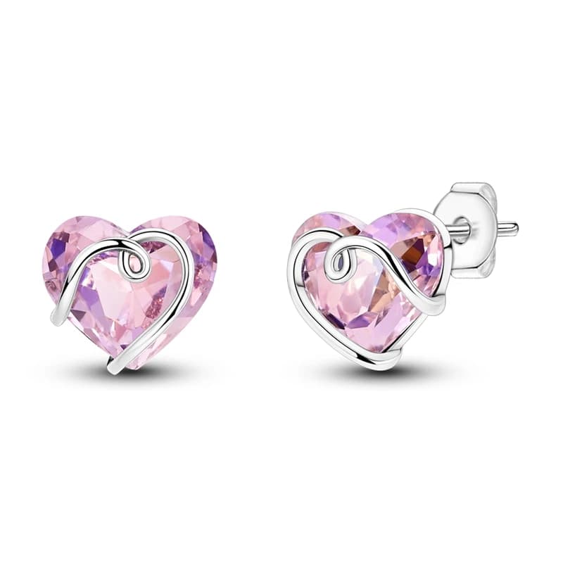925 Sterling Silver Women Love Zirconium Stud Earring For Anniversary Wedding Jewelry Gifts