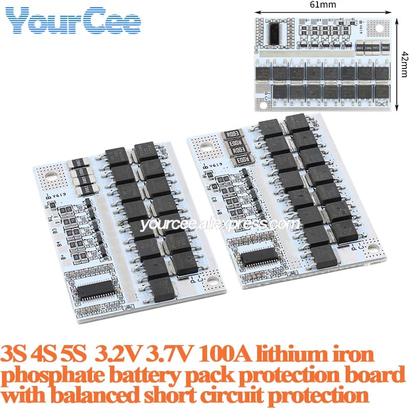 Scheda di protezione per batterie al litio ferro fosfato 3S/4S/5S 3.2V 3.7V con modulo di protezione da cortocircuito bilanciato 100A