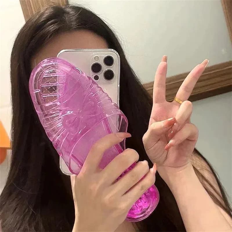 Divertente Cover per iPhone con Cristalli a Forma di Ciabatta per iPhone 17 16 15 14 13 12 11 Pro Max, Custodia Protettiva in Silicone Antiurto Kawaii
