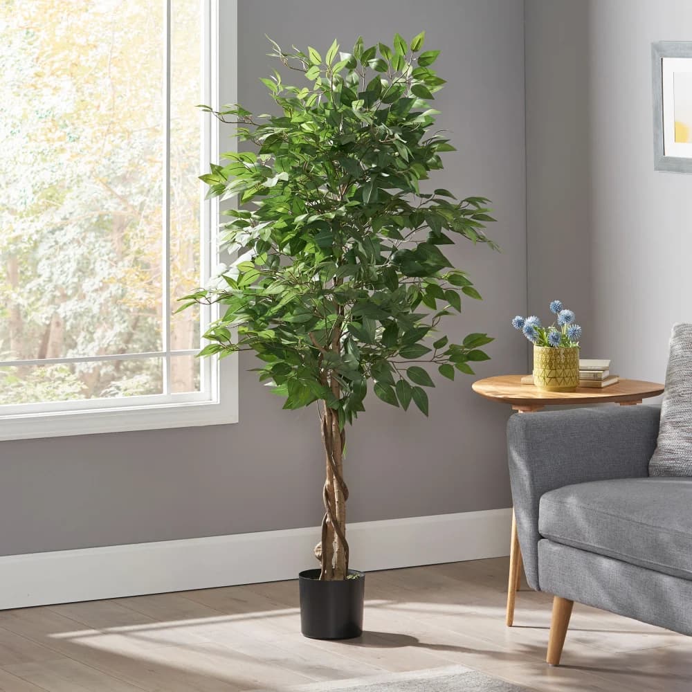 150cm Realistic Artificial Olive Tree in Vase, Fin Green Plant for Interior Decoration Home and Office