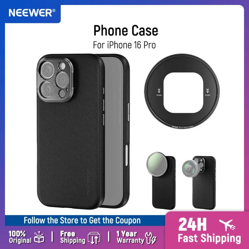 Neewer Phone Case for 16 Pro/ProMax TPU/PC resistant protective case with 17 mm lens holders, 67 mm filter adapter