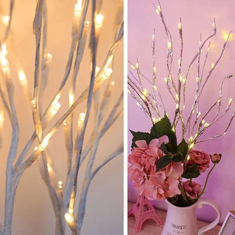 Luci a Ramo di Betulla Bianca, 20 LED, Luci Fatate a Ramo di Salice, Lampada a Rametto Illuminata per Interni, per Decorazioni Casa, Camera da Letto, Caminetto