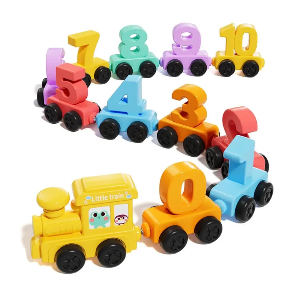 Set Trenino Educativo Montessori in Legno con Numeri Magnetici, Giocattoli per l'Apprendimento Precoce e l'Insegnamento per Bambini