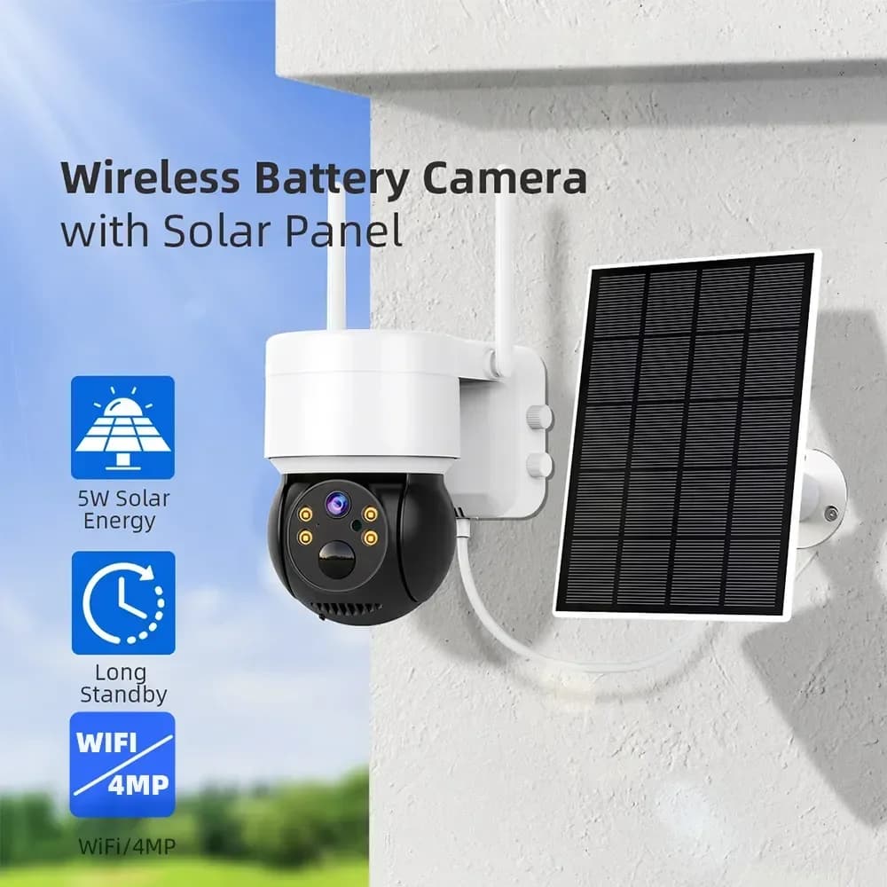 Telecamera solare WIFI 2MP PIR Rilevazione umana Sicurezza esterna con pannello solare Telecamera di sorveglianza wireless PTZ Batteria iCsee
